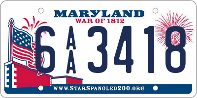 MD license plate 6AA3418