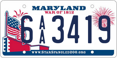 MD license plate 6AA3419