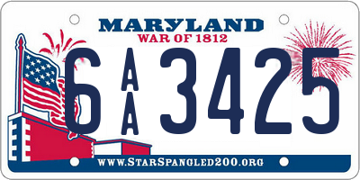 MD license plate 6AA3425