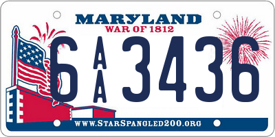 MD license plate 6AA3436