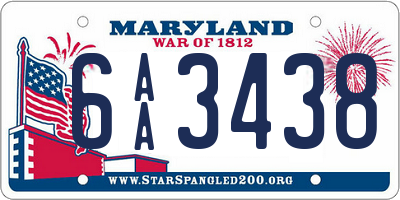 MD license plate 6AA3438