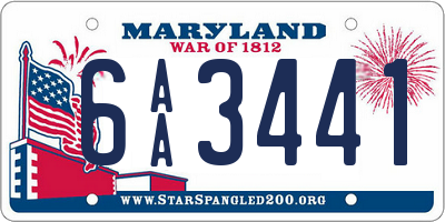 MD license plate 6AA3441