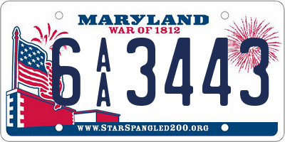 MD license plate 6AA3443