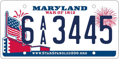 MD license plate 6AA3445