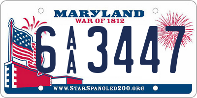 MD license plate 6AA3447