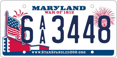 MD license plate 6AA3448