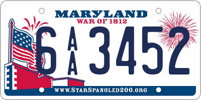 MD license plate 6AA3452