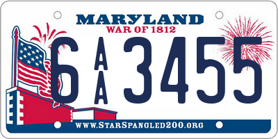 MD license plate 6AA3455