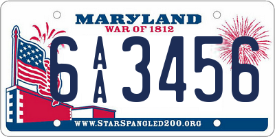 MD license plate 6AA3456