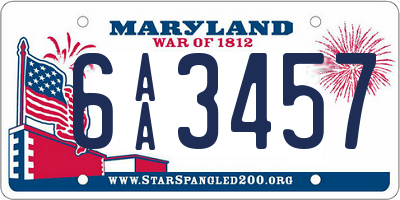 MD license plate 6AA3457