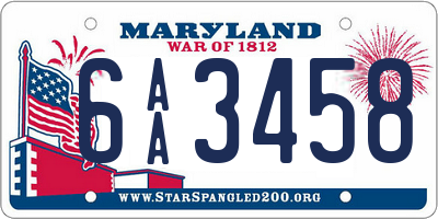 MD license plate 6AA3458