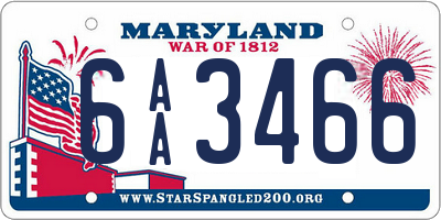 MD license plate 6AA3466