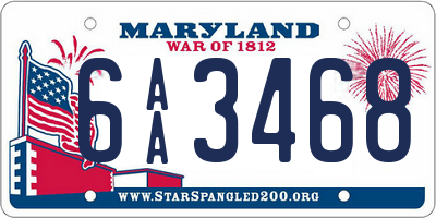 MD license plate 6AA3468