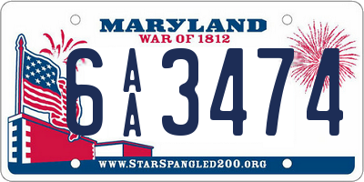 MD license plate 6AA3474