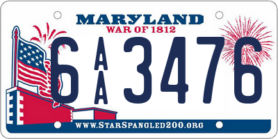 MD license plate 6AA3476