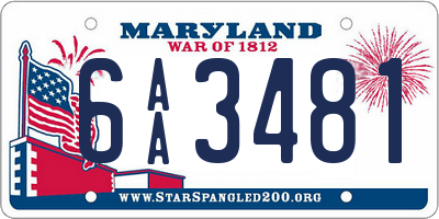 MD license plate 6AA3481