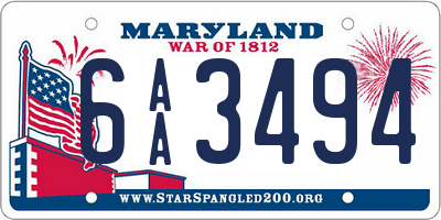 MD license plate 6AA3494