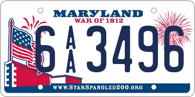 MD license plate 6AA3496