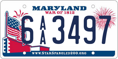 MD license plate 6AA3497