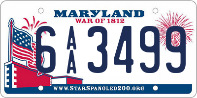 MD license plate 6AA3499