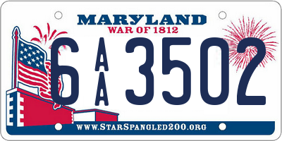 MD license plate 6AA3502