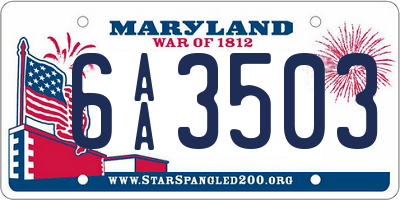 MD license plate 6AA3503