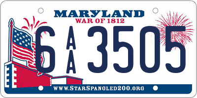 MD license plate 6AA3505