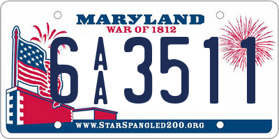 MD license plate 6AA3511