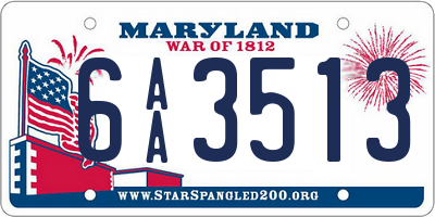 MD license plate 6AA3513