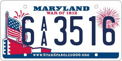 MD license plate 6AA3516