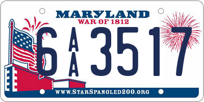 MD license plate 6AA3517