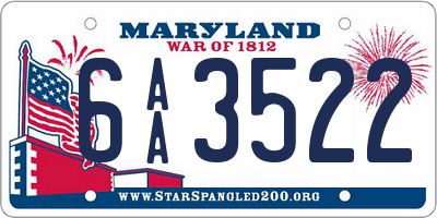MD license plate 6AA3522