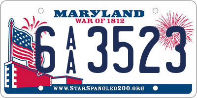 MD license plate 6AA3523