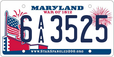 MD license plate 6AA3525