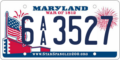 MD license plate 6AA3527