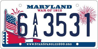 MD license plate 6AA3531