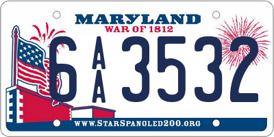 MD license plate 6AA3532