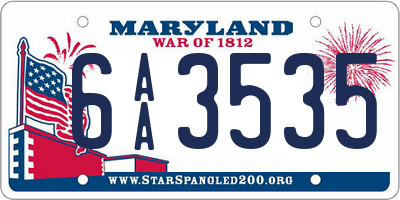 MD license plate 6AA3535