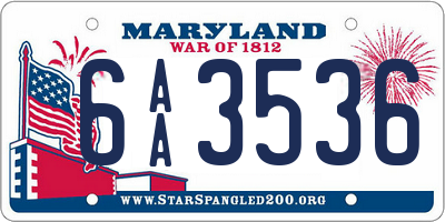 MD license plate 6AA3536