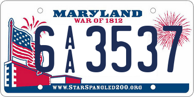 MD license plate 6AA3537