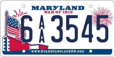 MD license plate 6AA3545