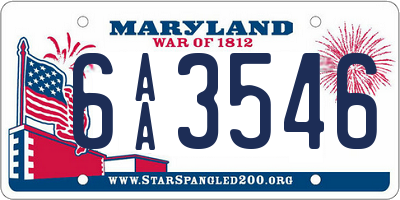 MD license plate 6AA3546