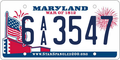 MD license plate 6AA3547