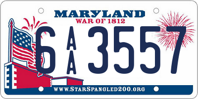 MD license plate 6AA3557