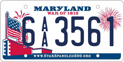 MD license plate 6AA3561