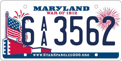 MD license plate 6AA3562