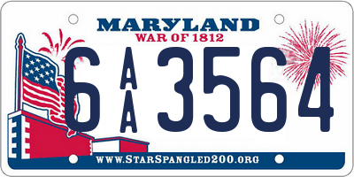 MD license plate 6AA3564