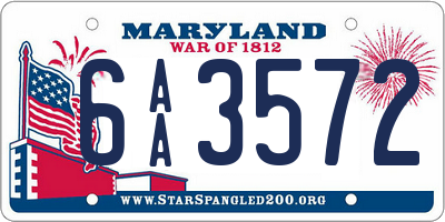 MD license plate 6AA3572