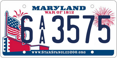 MD license plate 6AA3575