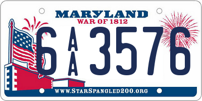 MD license plate 6AA3576